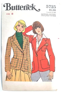 Blazer Jacket Butterick Sewing Pattern 5725 Size 8 1980 Vintage Uncut - Picture 1 of 2