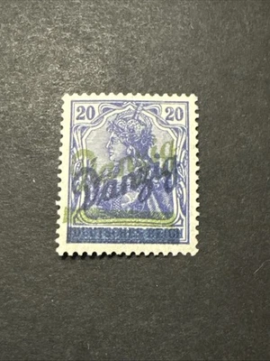 Estampilla coleccionable firmada WMK verde y azul con doble sobreimpresión de Danzig 20pf MH de 1920 Foto 1 de 4