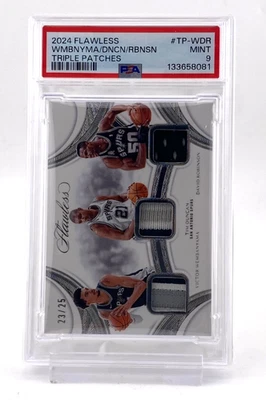 2024-25 Flawless SP Wembanyama/Duncan/Robinson Base Triple Patches 23/25 PSA 9 - Image 1 of 2
