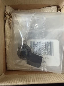 JTV Black Stone 925 Sterling Necklace 18" Spinel - Picture 1 of 3