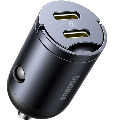 Autoladegerät PD 30W, 2x USB-C Baseus Ladegerät Kfz-Ladegerät Schwarz - Bild 1 von 4