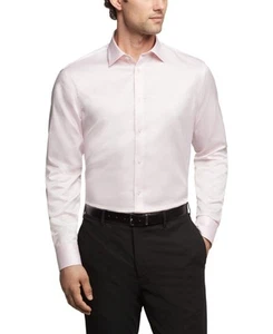 Calvin Klein Men Slim fit Dress Shirt Large 16.5 in 36-37 Pink Solid - Picture 1 of 1