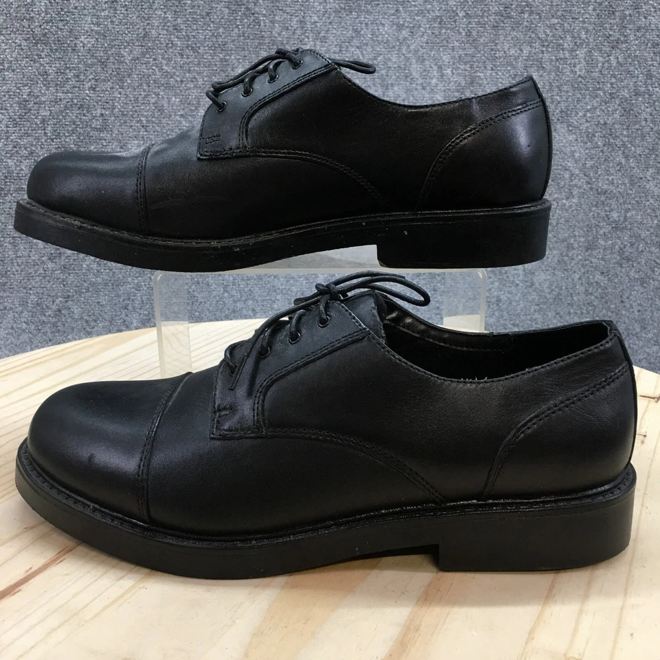Туфли мужские Thom McAn Dress Shoes 10 Karlov Oxford черные кожаные круглые на шнуровке кубинские - Изображение 1 из 4