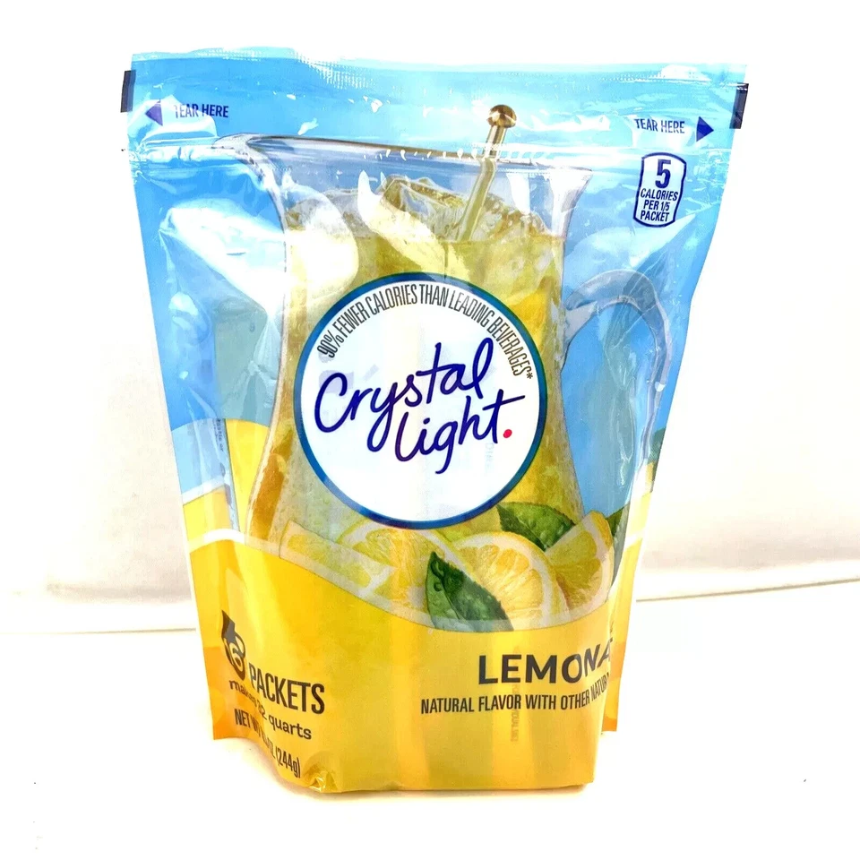 Mezcla de limonada Crystal Light sabor natural, 16 paquetes de jarra cada uno - Nuevo Foto 1 de 2