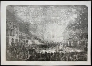 1855 - Fireworks At Versailles - Queen Victoria In France, Antique Engraving - Picture 1 of 5