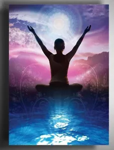 Hanging Art Print Serenity Yoga Art NEW! 16"X12" Meditation Art Modern Art Print - Picture 1 of 6