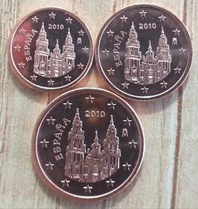 SPAGNA 1, 2, 5 centesimi di euro 2010 - UNC - Foto 1 di 2