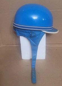 Vintage AGV Valenza Blue Italian Motorcycle Helmet Leather Accents - Picture 1 of 8
