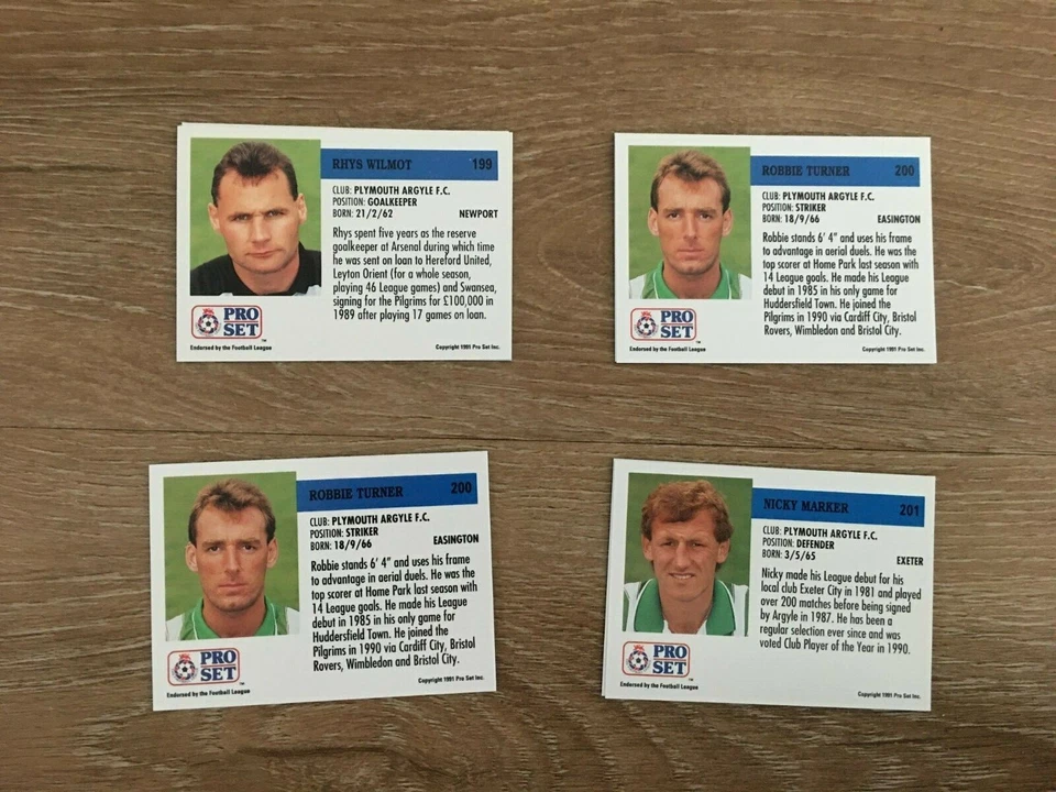 PRO-SET FOOTBALL TRADING CARDS - 1991-1992 - PLYMOUTH ARGYLE CARDS - Image 1 of 1