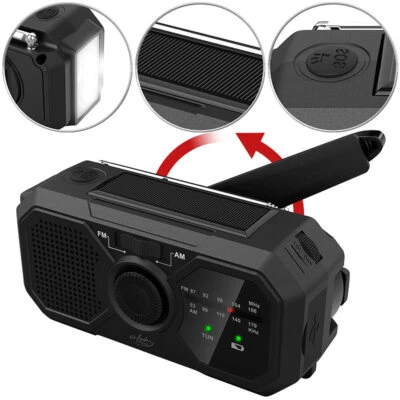 infactory Solar- und Dynamo-Kurbel-Radio mit LED-Licht, SOS, Powerbank-Funktion - Bild 1 von 4