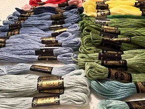 VTG DMC Embroidery Thread Made In France 8m 8.7 Yds 25 Weight Lot/62 Skeins New - Picture 1 of 6