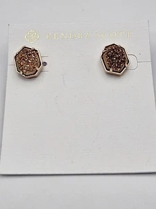 Kendra Scott Rose Gold Tone Metal Druzy Stone Stud Earrings - Picture 1 of 10