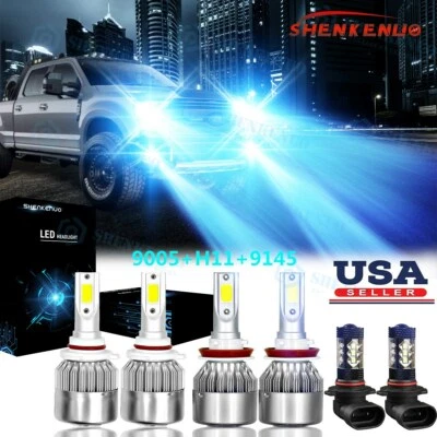 For 2015-2019 Ford F-150 8000K LED Headlight Hi/Lo + Fog Light Bulbs Combo 6x - Image 1 of 4