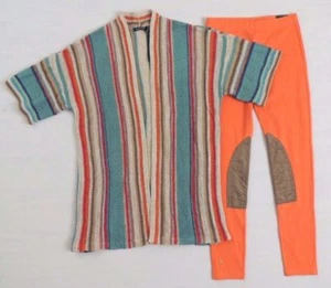 $150 Ralph Lauren Indian Serape Linen Striped Sweater Cardigan Petite PXS PS PM - Picture 1 of 11