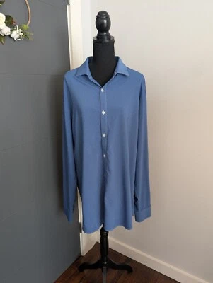 Mizzen + Main Men's Blue Dotted Stretch Trim Fit Button Down Dress Shirt - XXL - Image 1 of 4