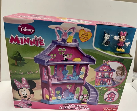 Disney MINNIE Polka Dot Pajama Party Doll House Fun Play Set Fisher Price New Cover