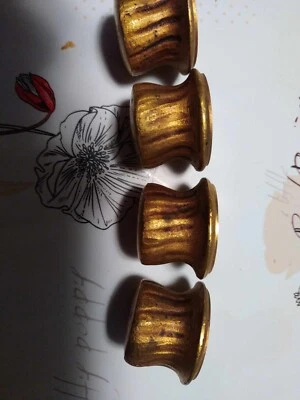 rare 4 Anciennes pièces de lustre bougeoir bronze massif TULIPE bobèche ornement - Photo 1/4