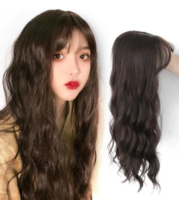 Soft Wavy Clip In Natural Topper Hair Extension Synthetic hair Topper With Bangs - Image 1 of 4