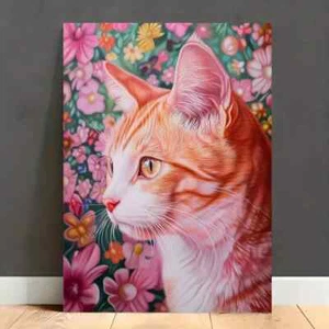WhimsyCat Hyper-Realistic Colorful Wall Art Canvas Unframed/Framed - Foto 1 di 7