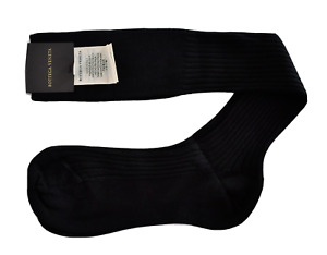 BOTTEGA VENETA Black 100% COTTON RIB KNEE HIGH Men's Dress Socks S/10/22-24 cm