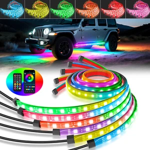 MICTUNING RGB+IC LED Lights Strips Car Underbody Neon Accent Lights App Control - Picture 1 of 51