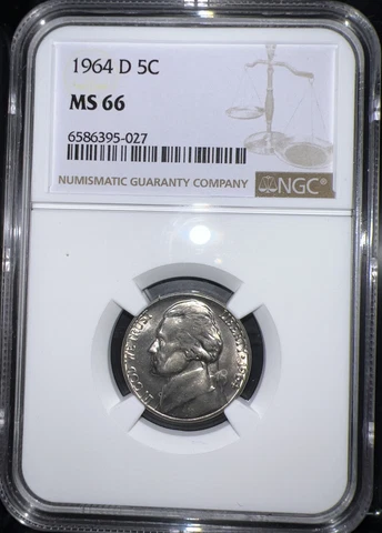 1964 D Jefferson Nickel - NGC MS66 Cover