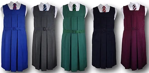 Traditional Girls School Uniform Box Pleat Gymslip - Adult Sizes & Many Colours - Picture 1 of 31
