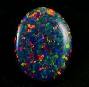 Black Silk Fire Opal Cabochon 15x11 mm 4 Cts Australian Loose Gemstone - Picture 1 of 5