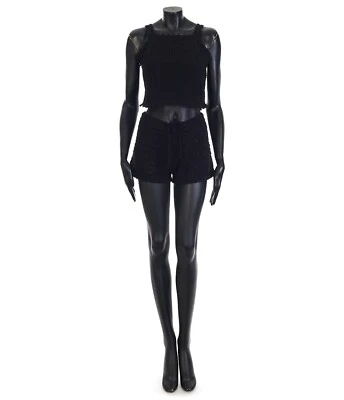 SAINT LAURENT 865$ Black Wool Cropped Crochet Top - Image 1 of 4