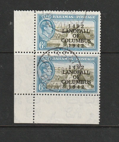 Bahamas 1942 Landfall 6d Corner pair FU SG 170 Cover