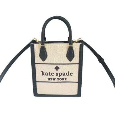 Kate Spade KK235 Ellie Canvas Mini Tote Satchel Crossbody Handbag Black Multi - Image 1 of 4