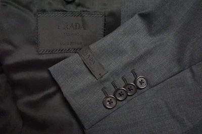 Traje Chaqueta Pantalones Prada Milano Gris Sólido 100% Lana 2 Piezas 46R TOTALMENTE NUEVO Foto 1 de 4