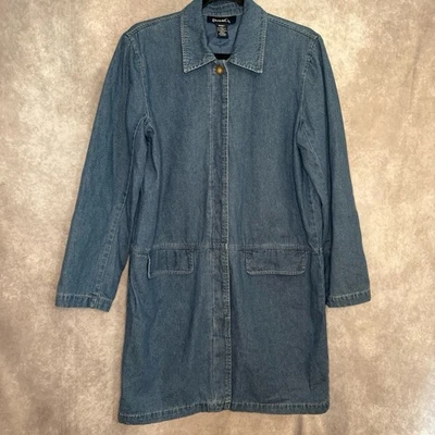 Denim & Co Blue Denim Jacket/ Dress Hidden Button Up Womens Size Small - Image 1 of 4
