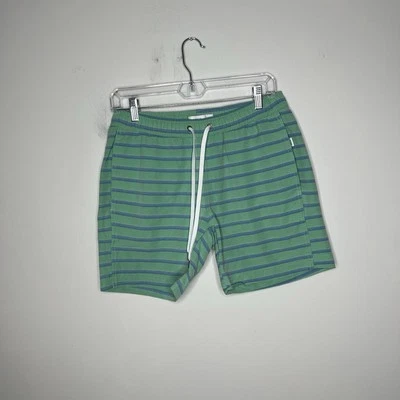 Bañador Onia Para Hombre Pequeño Verde Azul Rayas Bolsillos Malla Playa Bolsillos Preppy Foto 1 de 4