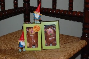 David the Gnome Set of 2 Trolls in Boxes and 2 Gnomes New & Used Rubber Figures - Picture 1 of 9