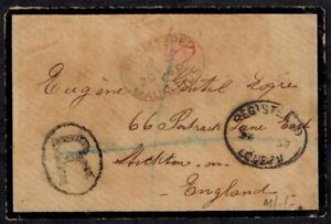 Mauritius 1897 Registered Mourning Cover w/ 2 SG 108 15C Blue