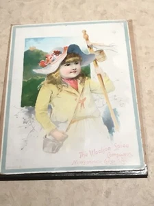 Victorian Trade Card Woolson Spice Young Girl Midsummer Greeting 1891 - Picture 1 of 8