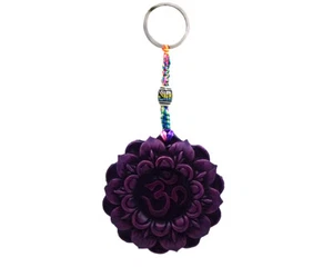 Om Purple Lotus Handmade 3D Chakra Keychain Macrame Keyring Car Bag Accesorio - Imagen 1 de 1