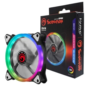 Marvo Scorpion FN-14 RGB 120mm 12cm RGB LED Case Fan 4-Pin Molex 30.82 CFM - Picture 1 of 3