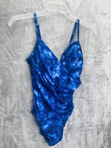 🆕Maillot de bain une pièce femme vert aqua torsadé devant sur épaules bleu taille XL - Photo 1/8