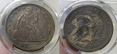 1872 S Seated Liberty Dollar $1 PCGS XF Detail Repaired - Image 1 of 4