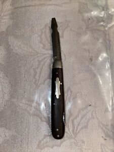 Vintage Camillus Electricians Pocket Knife One Blade w/Wood Handle WW2 !