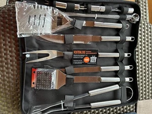 Anpro Grillzubehör Set im Koffer strapazierfähige Spatelzange Messer ETC. NEU - Bild 1 von 12