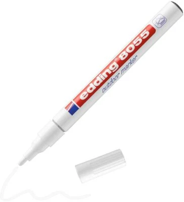 Edding 8055 Outdoor Permanent Marker - 1-2mm Bullet Nib - Waterproof White Pen