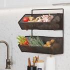 Double Layer Storage Basket Sturdy For Laundry Room Closets Kitchen Cabinets