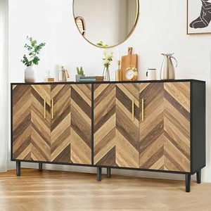 Sideboard Buffet Cabinet 58" with 4 Doors & Adjustable Shelves, Console Table A+ - Picture 1 of 8