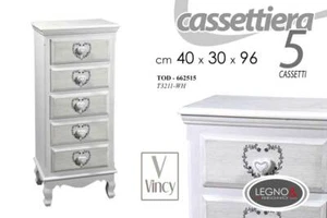 MOBILE CASSETTIERA IN LEGNO 5 CASSETTI CUORE H96x40x30 cm TOD-662515 - Foto 1 di 1