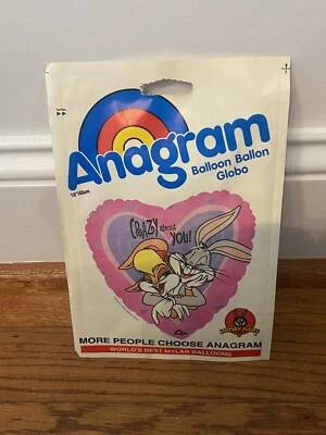 Vintage Anagram Mylar Balloon Bugs Bunny & Lola Looney Tunes NEW Pink Heart - Image 1 of 2