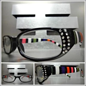 Women's CONTEMPORARY MODERN Style READING EYE GLASSES READERS Small Black Frame - Picture 1 of 12