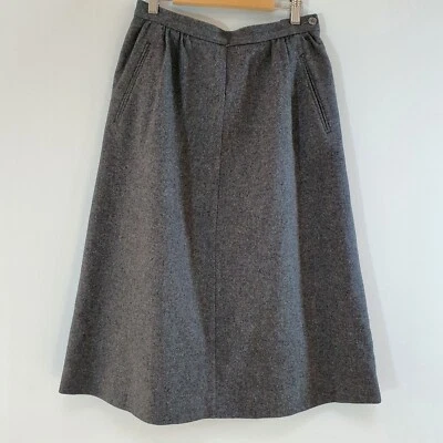 JAEGER Vintage 100% Wool Skirt 70's Traditional Country UK Size 10/12 Grey - Image 1 of 4